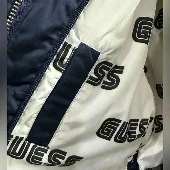 Guess Womens Navy Blue Puffer Hooded Jacket - Picture 7 of 16